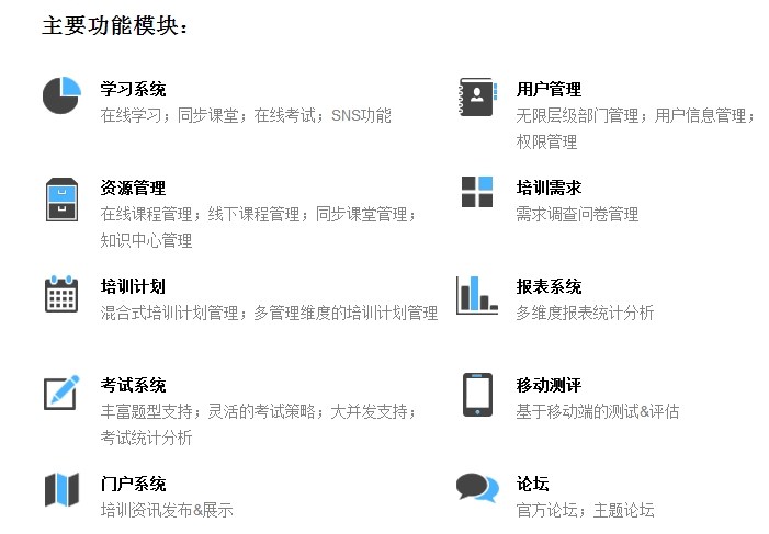 电信培训学习系统功能模块