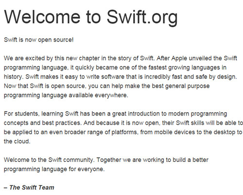 苹果软件开发语言Swift正式开放